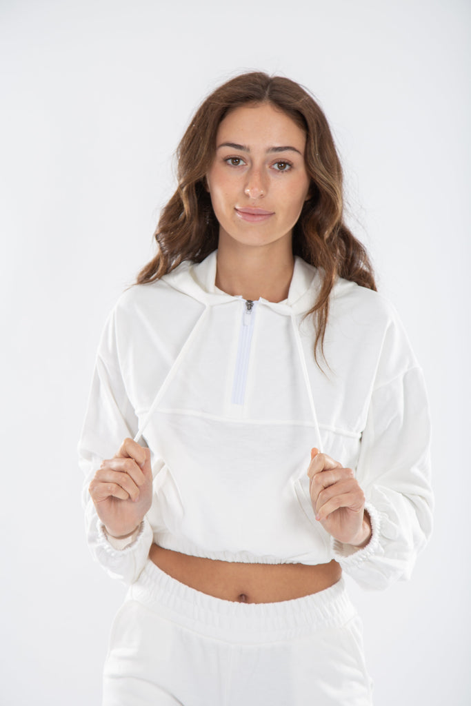 French Terry Cropped Hoodie in Sport Grey in Soft French Terry – Wear One's  At